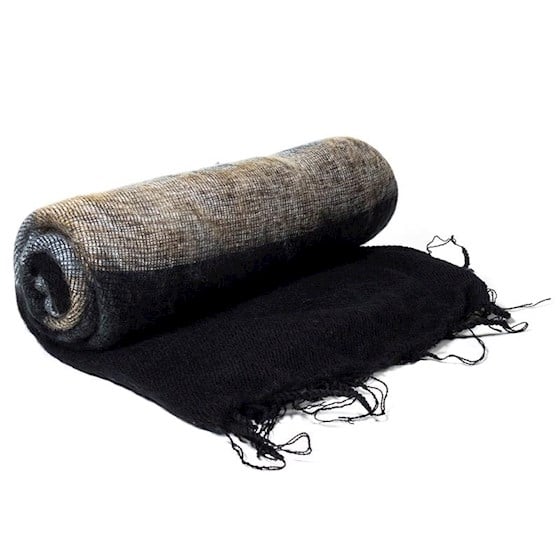 Mantón de Meditación Negro con Rayas