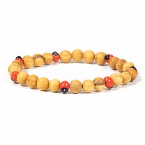 Pulsera de Palo Santo con Cuentas de Semillas de Huayruro