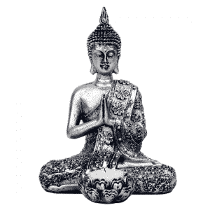 Buda con Portavelas Color Plata (20,5 cm)