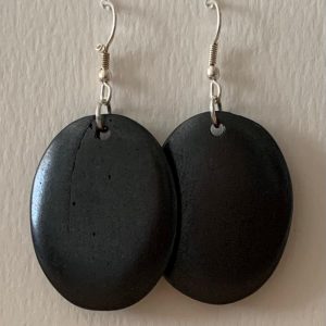 Pendientes Hueso de Yak Ovalados Negros (2,1 x 4,5 cm)