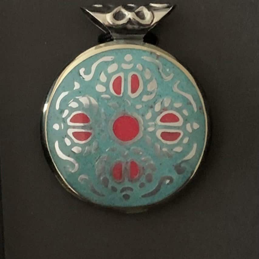 Colgante de dos caras Vishravajra/Ojos de Buda (Ø 3,2 cm)