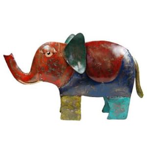 Elefante Metálico Safari Antiguo Multicolor (40 x 24 cm)