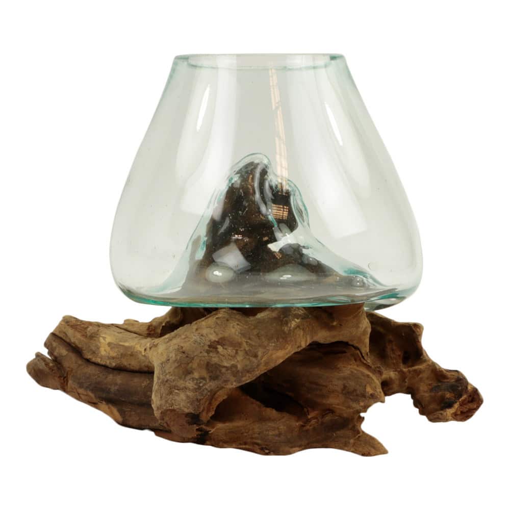 Jarrón de Cristal sobre Madera (L)