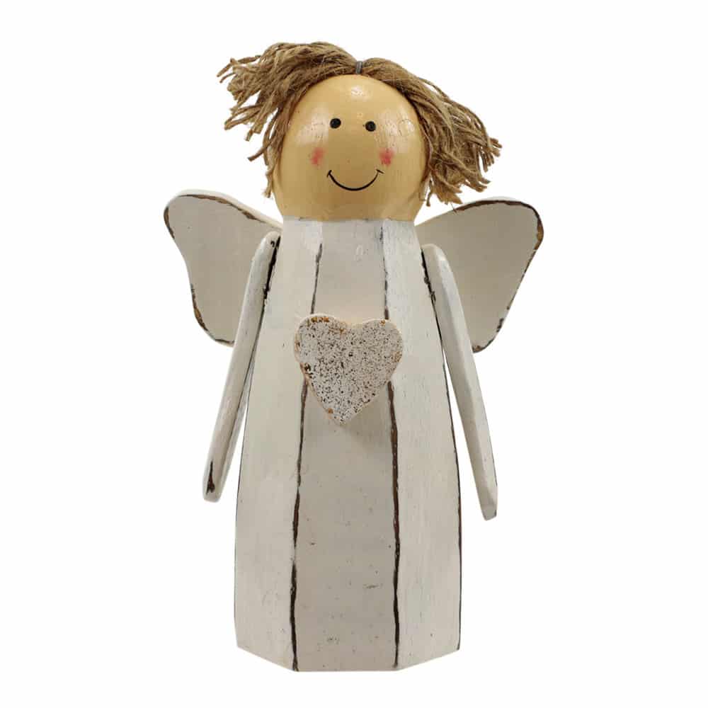 Ángel de Madera Blanco (21 x 13 cm)