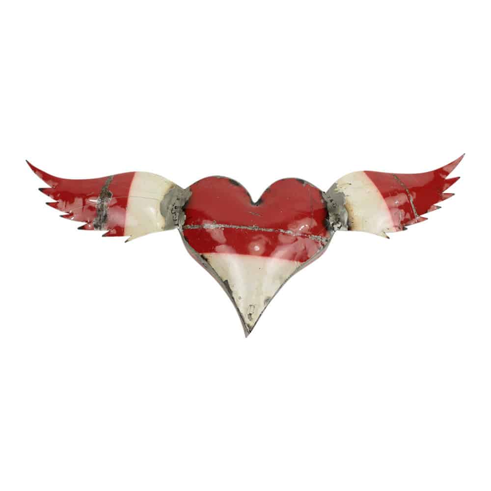 Corazón Decorativo de Metal Reciclado Rojo (47 x 17 cm)