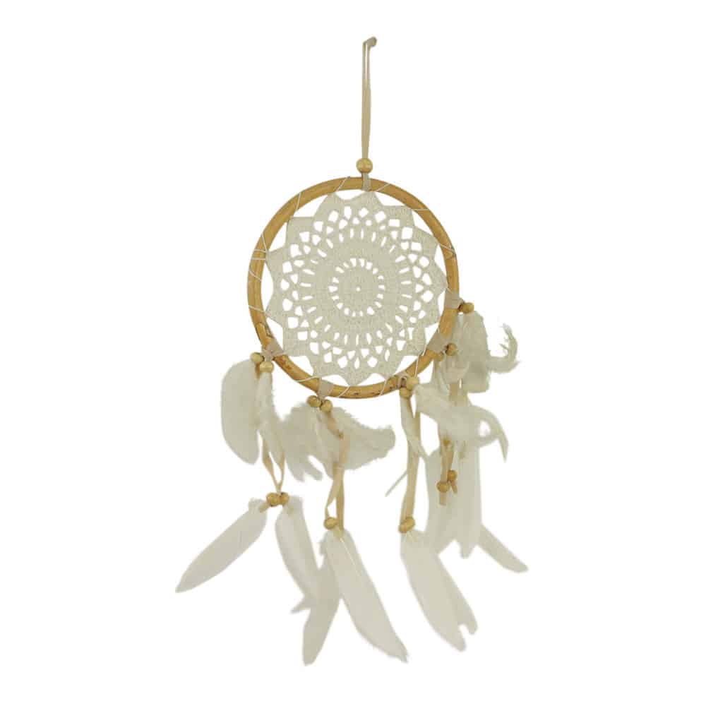Atrapasueños Blanco con Plumas Dobles
