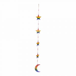 Guirnalda con estrellas de colores del arco iris (84 x 8 x 1 cm)