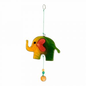 Adorno Colgante de Elefante Amarillo-Verde (23 x 11 x 1 cm)