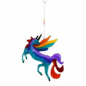 Decoración de unicornio colgante colores del arco iris (32 x 18 x 1 cm)