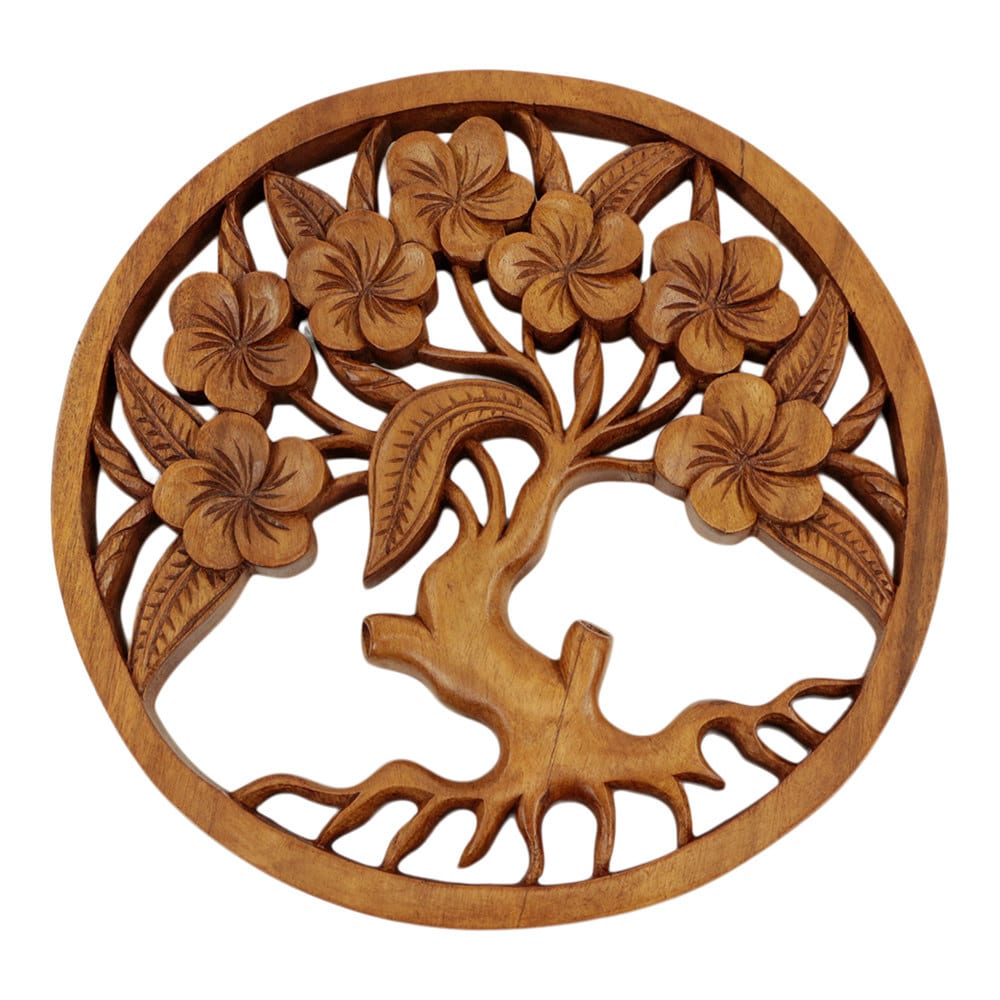 Decoración Mural de Madera Árbol Plumeria (30 x 30 x 2 cm)