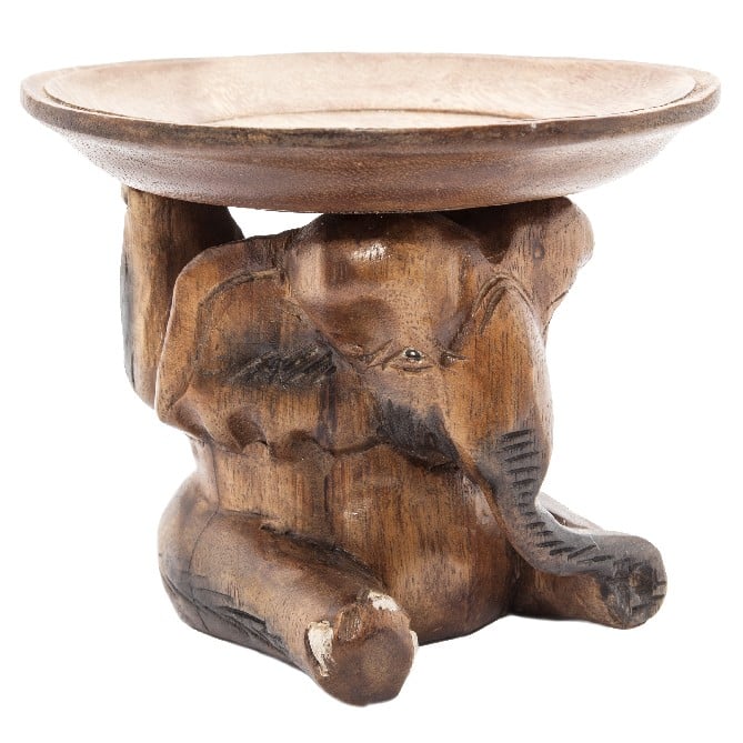 Cuenco de Madera sobre Elefante (20 x 16 cm)