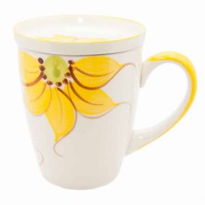 Taza de Cerámica Amarillo Girasol con Platito