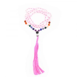 Pulsera / Mala de Piedras Preciosas Chakra/ Cuarzo Rosa con 108 cuentas