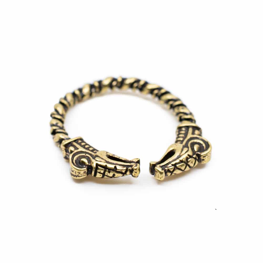 Anillo Vikingo Ajustable Dragón Dorado