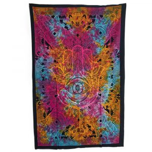 Auténtico Tapiz de Algodón con Hamsa de Colores (215 x 135 cm)