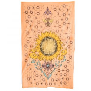 Tapiz de Algodón Auténtico Girasol y Abeja (215 x 135 cm)