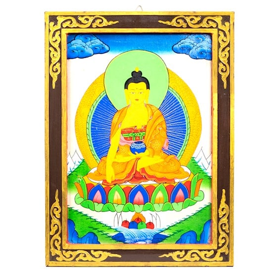 Panel de Madera Tangkha del Buda Shakyamuni (44 x 33 cm)