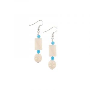 Pendientes Howlita Azul - Madreperla - Coral Espuma Blanco