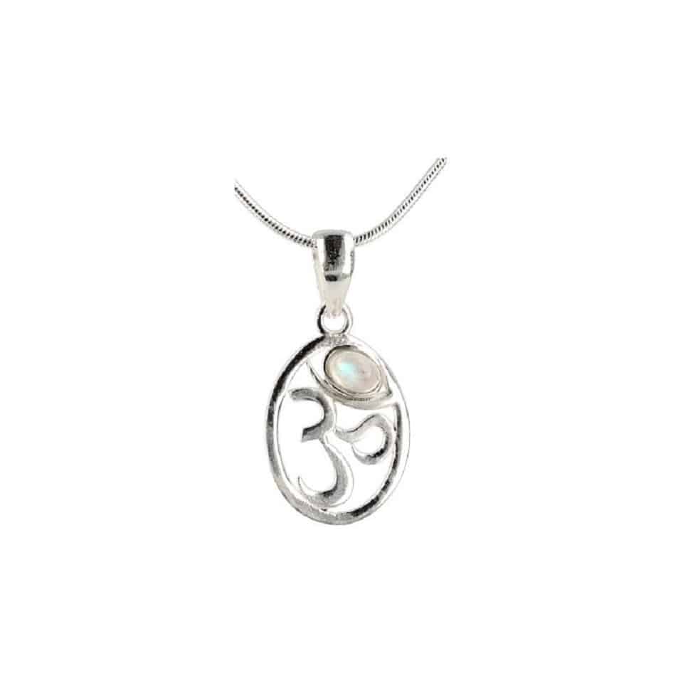 Colgante de Plata Piedra de Luna Arco Iris Ohm