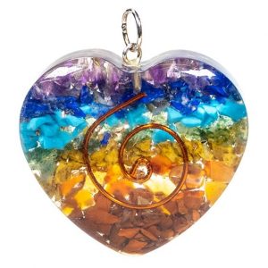 Colgante de Orgonita en forma de Corazón con Espiral de Cobre Chakra