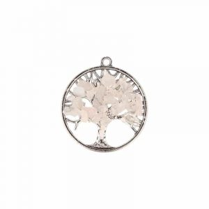 Colgante Árbol de la Vida de Cuarzo Rosa (30 mm)