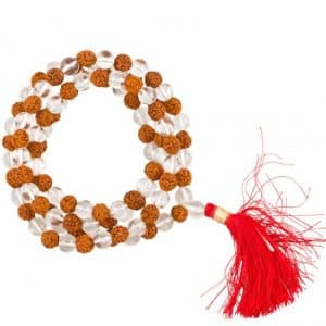 Mala Cristal de Roca Rudraksha AA 108 cuentas con bolsa