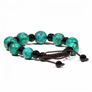 Pulsera de Piedras Preciosas Turquesa/Ágata Negra