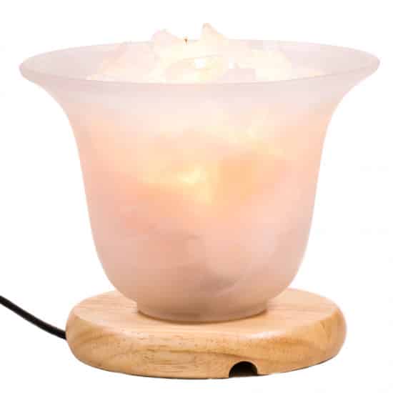 Cesta de fuego de piedra de sal del Himalaya con piezas ásperas