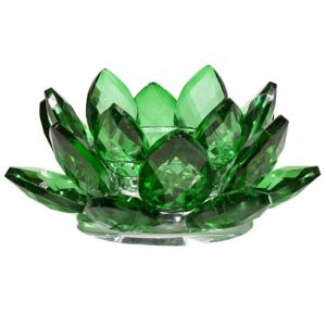 Portavelas de Loto de Cristal - Verde