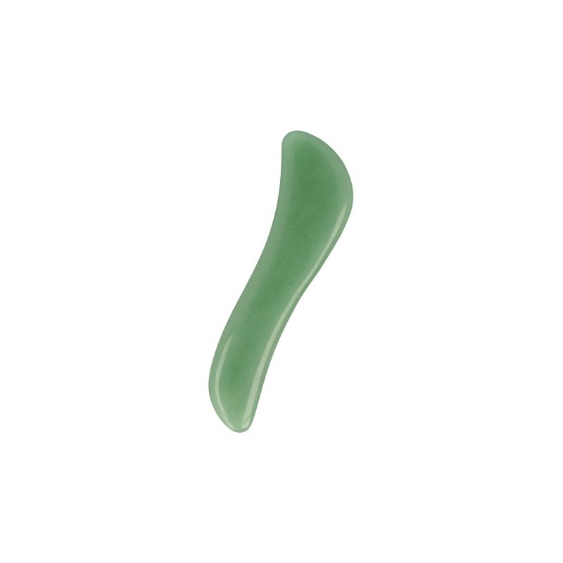 raspador gua sha aventurina verde en forma de S