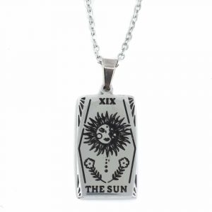 Amuleto de Acero Plateado Tarot "El Sol" - 24 mm