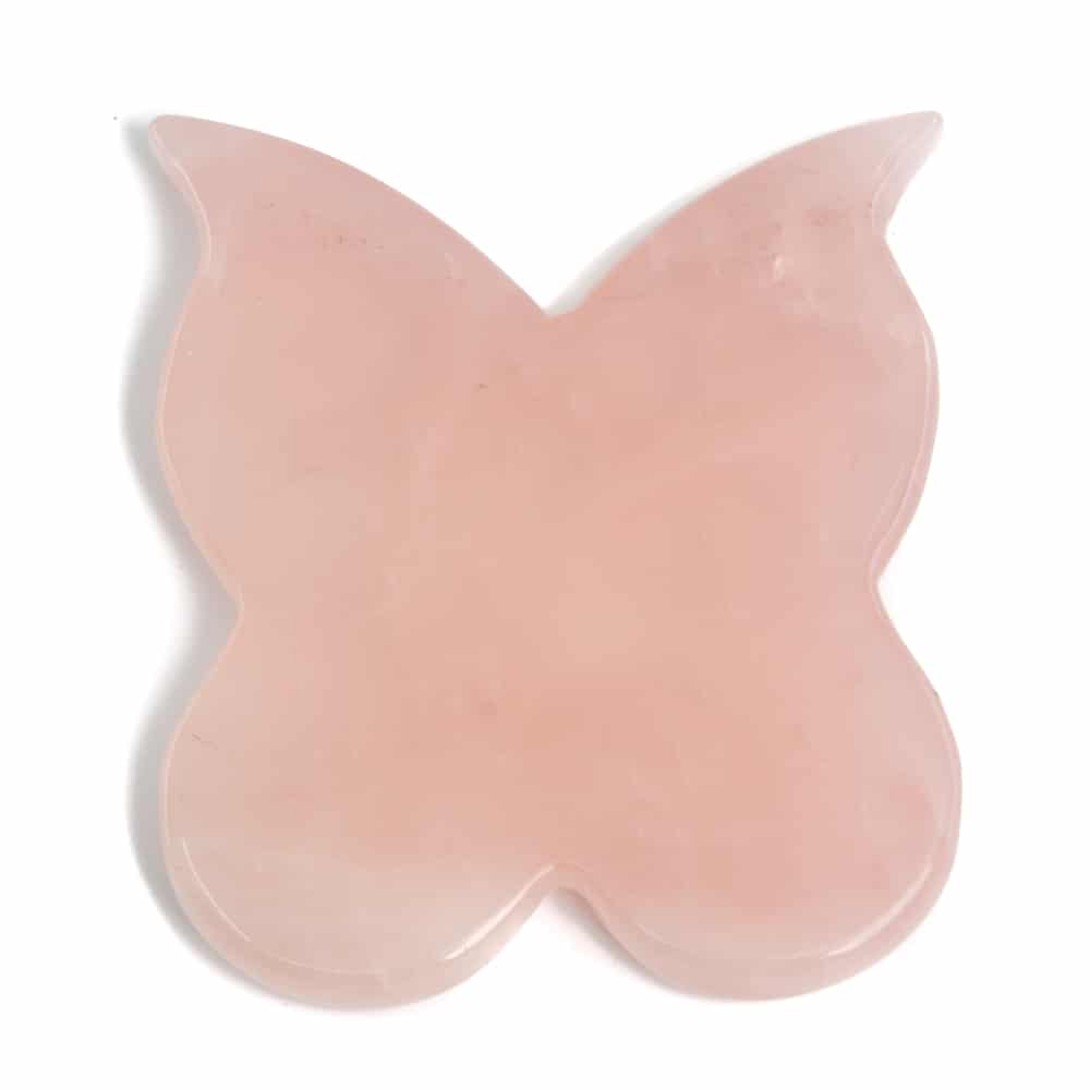 Rascador Guasha Mariposa de Cuarzo Rosa (90 mm)
