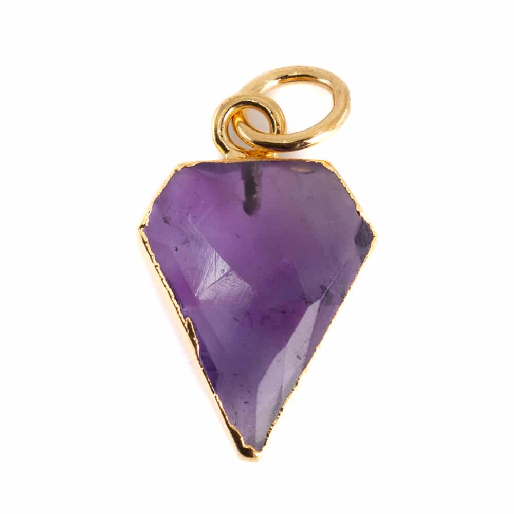 Colgante Amatista Diamante - Chapado en Oro - 15 x 12 mm