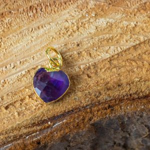 Colgante de Piedra Preciosa Corazón Amatista - Chapado en Oro - 10 mm