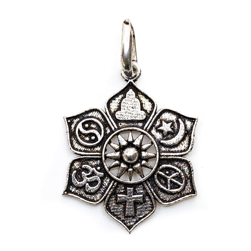 Colgante de Loto con Símbolos Religiosos (28 mm)