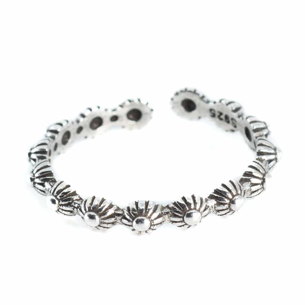 Anillo Ajustable Flores Cobre Plateado
