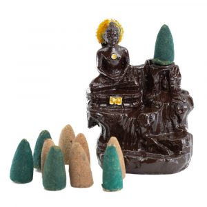 Porta-incienso Buda Meditador (10 cm) con Conos