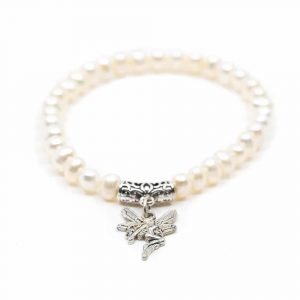 Pulsera de Perlas Blancas con Ángel