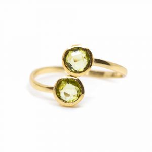 Anillo Piedra de Nacimiento Peridoto Agosto - Plata 925 y Chapado de Oro  - Ajustable