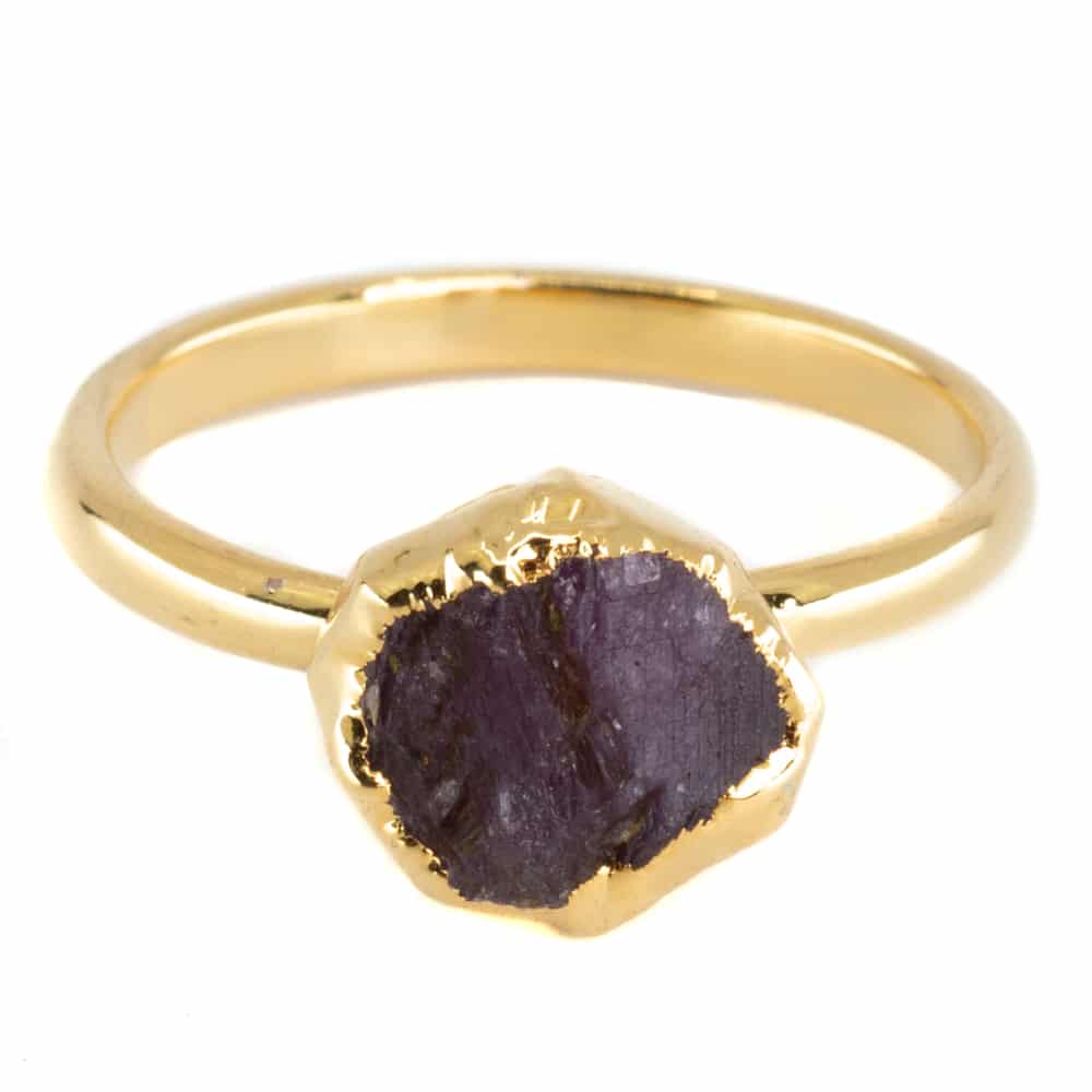 Anillo de Piedra de Nacimiento Rubí - Plata 925 y Chapado de Oro