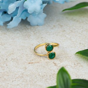 Anillo Piedra de Nacimiento Esmeralda Mayo - Plata 925 y Chapado de Oro  - Ajustable