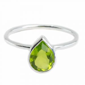 Anillo de Peridoto - Plata 925 - Forma de pera (Talla 17)