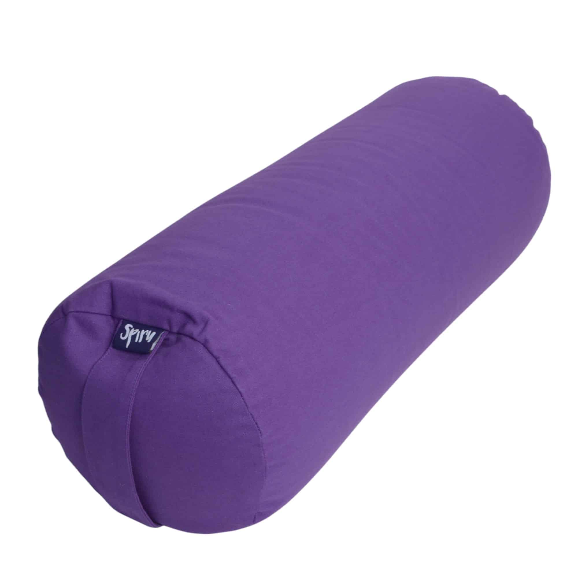 Cojín de Yoga de Algodón Redondo Morado - Liso - 59 x 21,5 cm