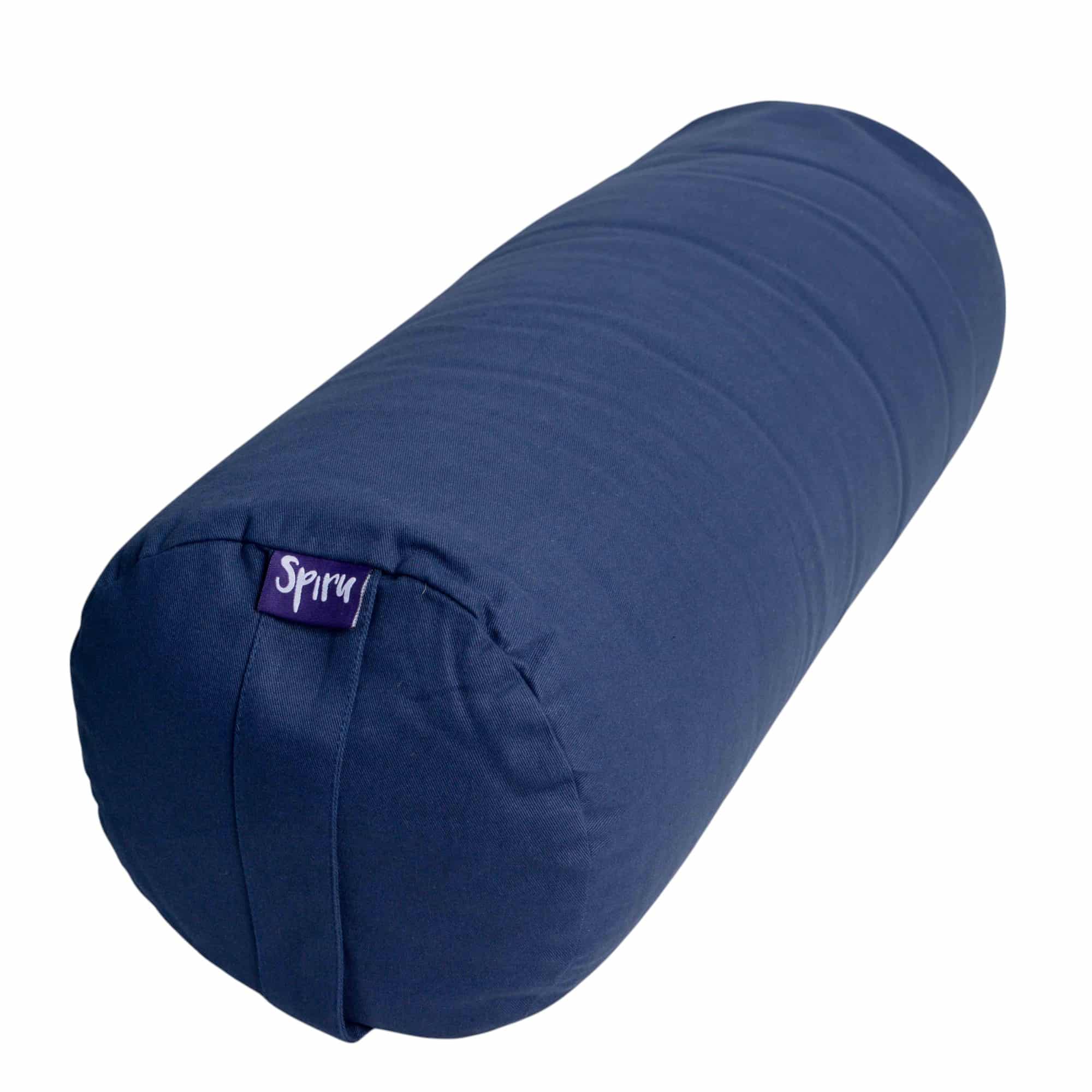 Cojín de Yoga de Algodón Redondo Azul - Liso - 59 x 21,5 cm